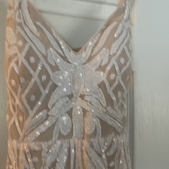 Lulus Catch a Spark White and Beige Sequin Romper Small - Picture 4 of 5